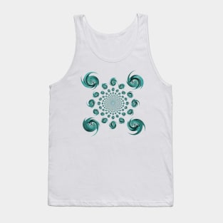 Blue Dance Kaleidoscope Floral Spirals Folk Stylised Ornament Tank Top